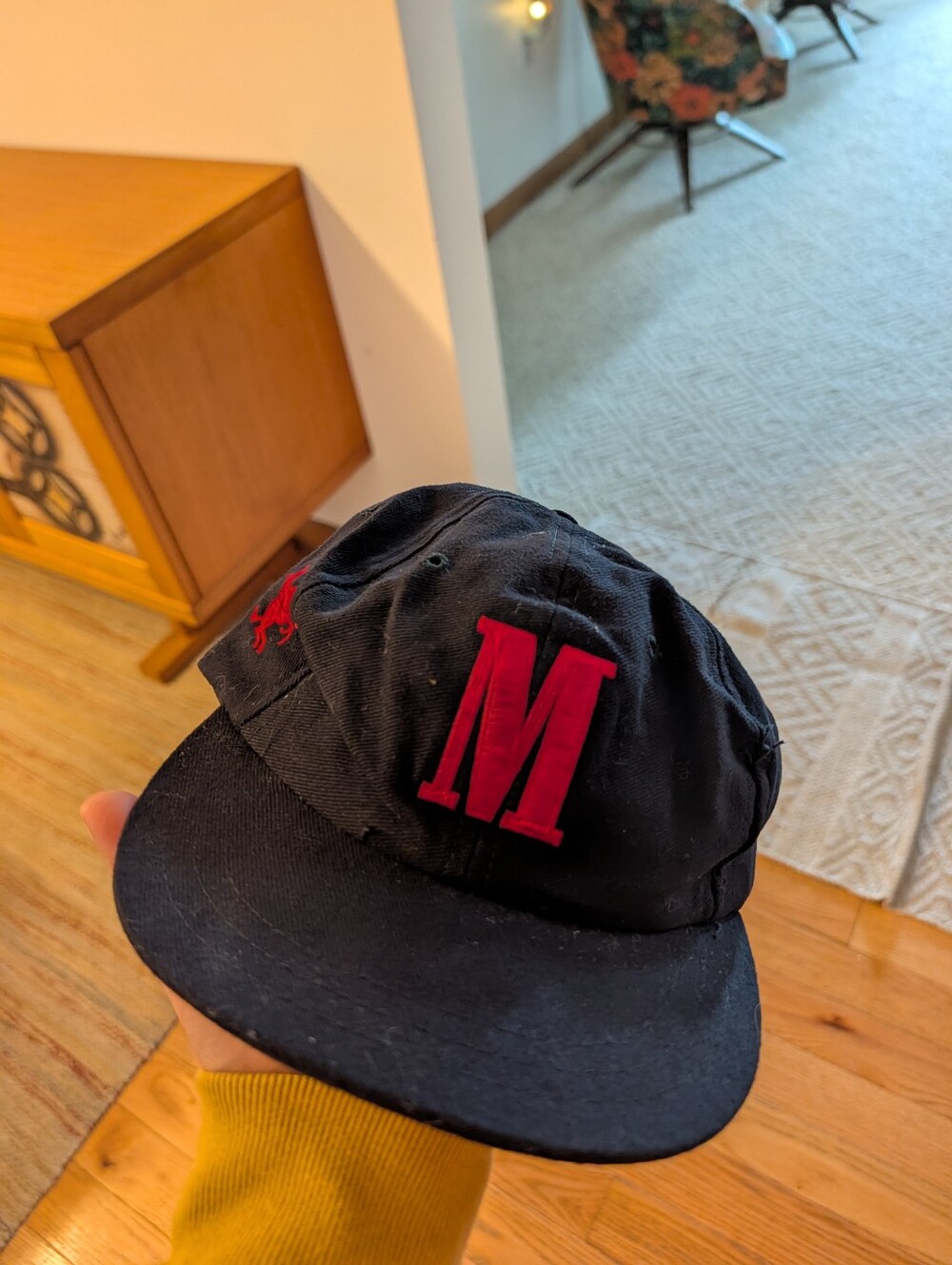 Vintage 80-90s Marlboro M Hat Cowboy Bucking Horse Black Red Adjustable Cap Vtg
